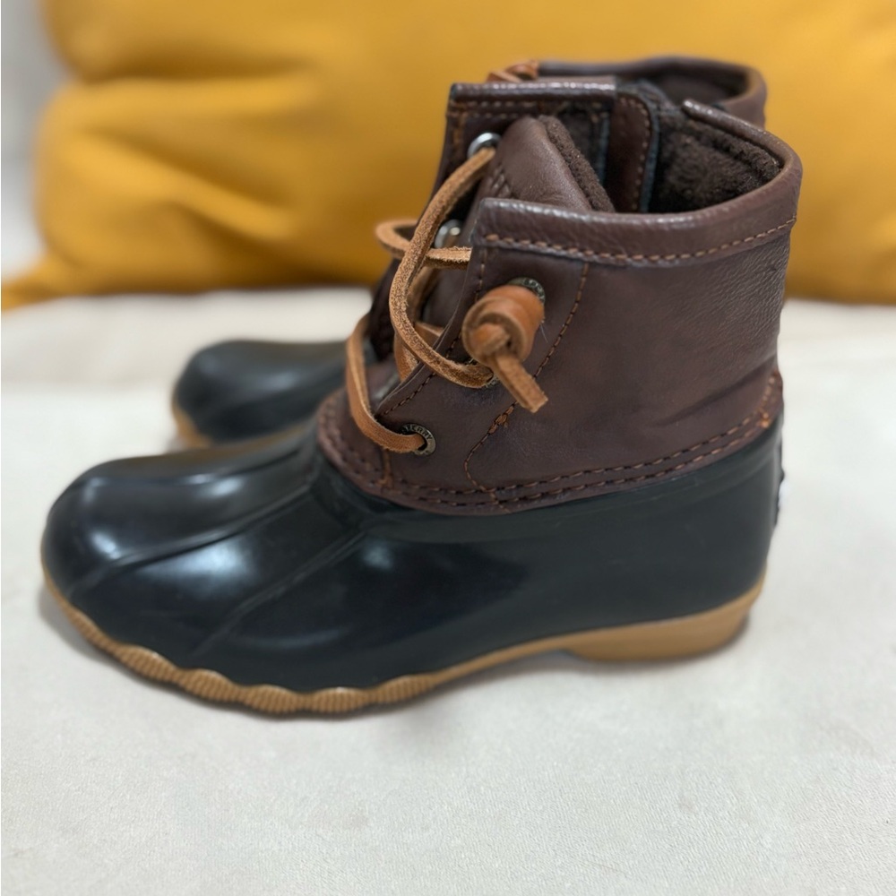 Sperry Top-Sider Kids Duck Boots Size 10M – Brown & Black Waterproof boots